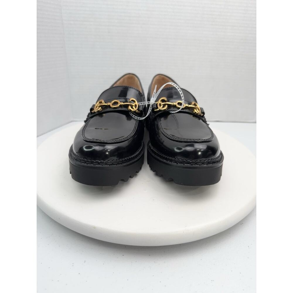 Circus by Sam Edelman Black Patent Loafers with Gold Chain - Picture 4 of 12